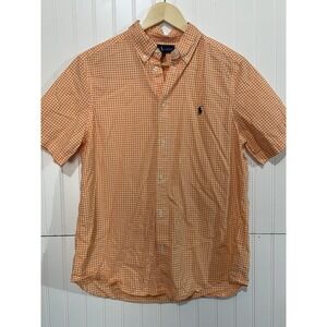 Ralph Lauren Shirt Boys Size XL Orange Pony Button Up Short Sleeve‎ Kids R159